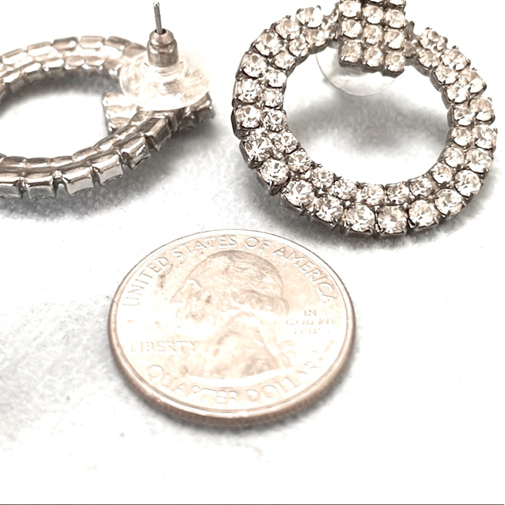 Vintage rhinestone pierced earrings.  See pic of comparison